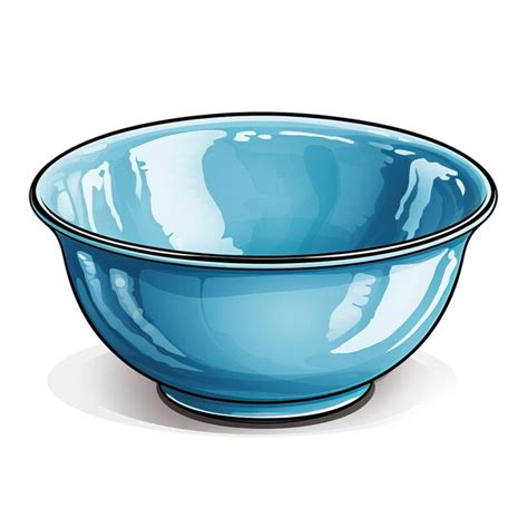 Premium Vector Blue Color Bowl Handdrawn Vector White Background Isolat