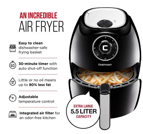 Chefman Quart Air Fryer Cook Oil Free Food