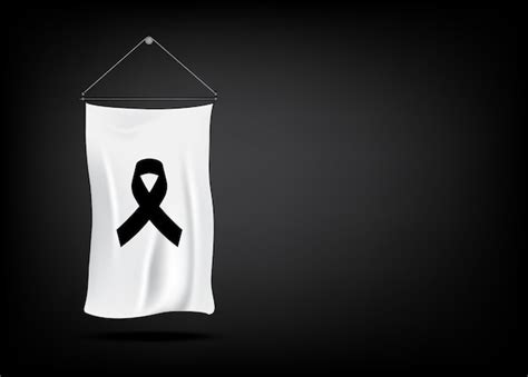 Símbolo de la bandera de luto con cinta de respeto negro Vector Premium