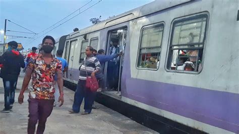 The Local Train Entered The Station In A Beautiful Morning Katwa