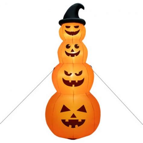 Hivvago 8 Feet Inflatable Halloween Pumpkins Stack With Built In LED