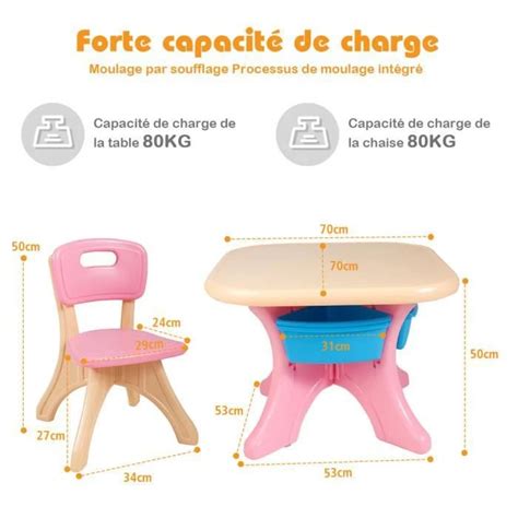 Costway Ensemble Table Et Chaises Pour Enfant Inclus Table Et