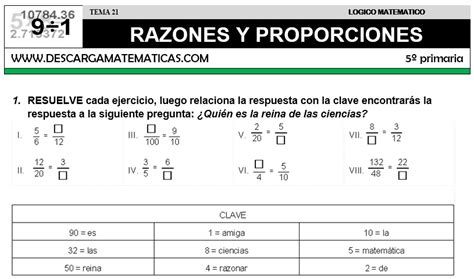 Descargar Razones Y Proporciones Matematica Quinto De Primaria Descarga Matematicas