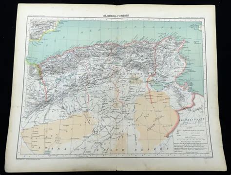 ANCIEN CARTE DE Algérie Tunisie Nord Afrique Tripoli Libye Le Sahara