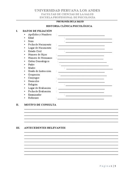 Semana 1 Historia Clínica Psicológica Pdf