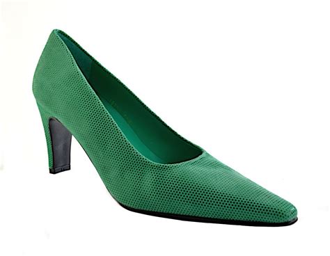 Womens Eye Mid Heel Leather Court Shoes F 73 Green Snake