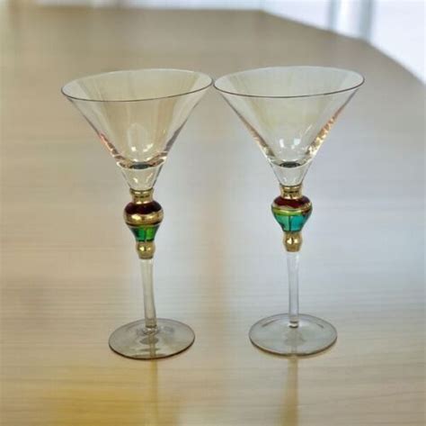 Z Gallerie Majestic Amber Art Glass Oversized Martini Glasses Ca