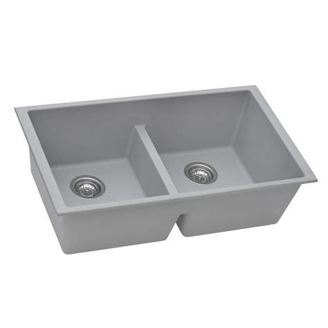 Ruvati X Inch Granite Composite Undermount Double Bowl Low Divide