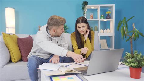 Student girl and boy study at home. Two friends study at home