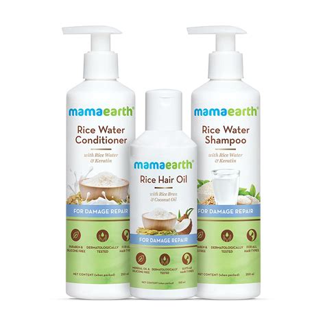 Mamaearth Rice Hair Oil 150 Ml Rice Water Shampoo 250 Ml Rice