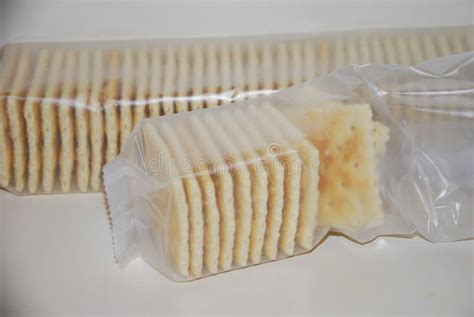 Saltine Crackers In Plastic Wrap Stock Image - Image: 56918691