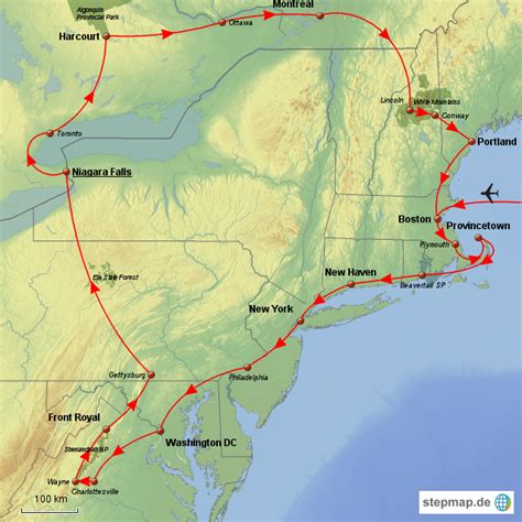 Stepmap Usa Rundreise Landkarte F R Usa