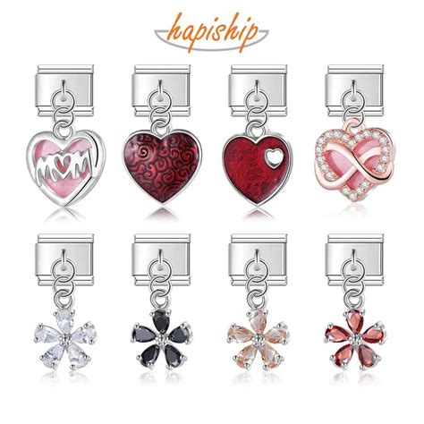 Hapiship Original Daisy Flower Zircon Romantic Heart Charm Links