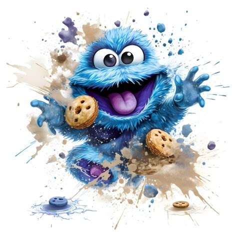 Premium Photo | Blueberry cookie monster cartoon character explosion ...