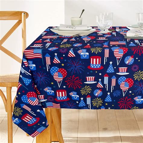 4th Of July Tablecloth Memorial Day Patriotic Table Cloths Waterproof