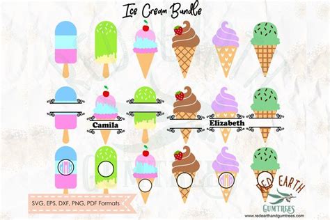 Ice Cream Split Monogram Frame Ice Cream Circle Frame Svg 213189