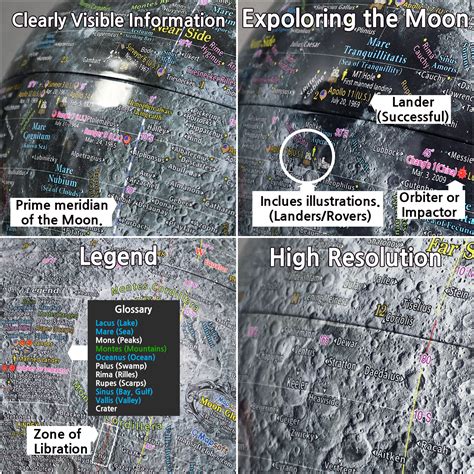 Mapsoft Explorer Gray Moon Globe, Lunar Globe, 24cm/9.5", M-24