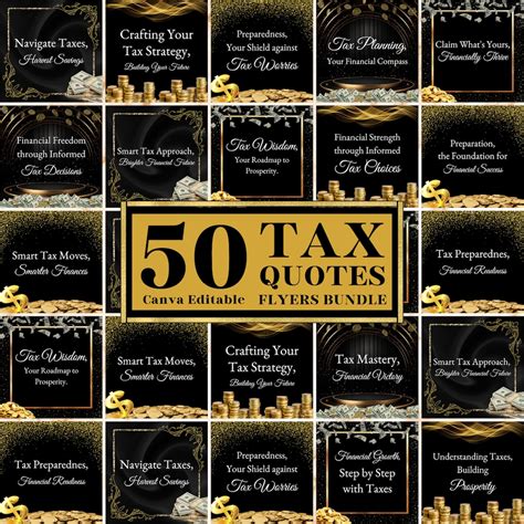 50 Tax Prep Quotes Bundle, Tax Season Quotes Template, Gold & Black Tax ...