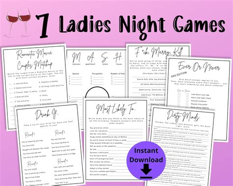 Ladies Night Printable Games Ladies Night Games Girls - Etsy