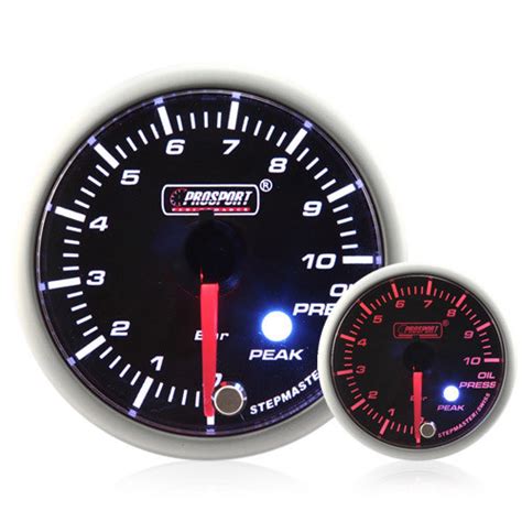 52mm Prosport Smoked Stepper Motor Peak Oil Pressure Gauge BAR R