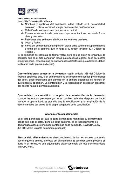 Resumen Derecho Procesal Laboral Segundo Parcial Pdf