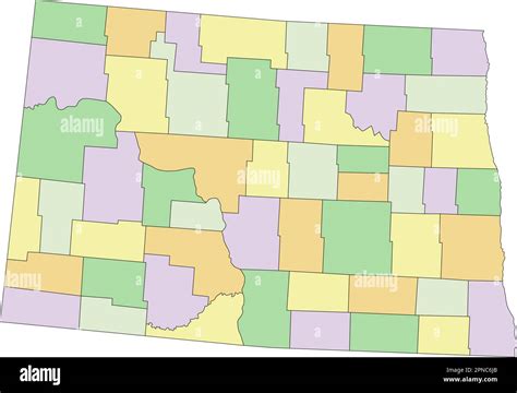 North Dakota Highly Detailed Editable Political Map Stock Vector