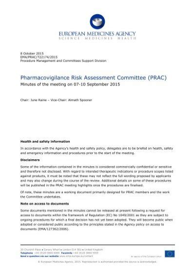 Pharmacovigilance Risk Assessment Committee Prac