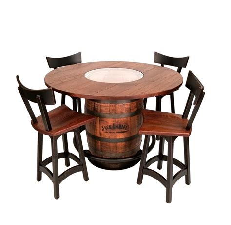 Jack Daniels Whiskey Barrel Pub Table W 4 Swivel Bar Stools