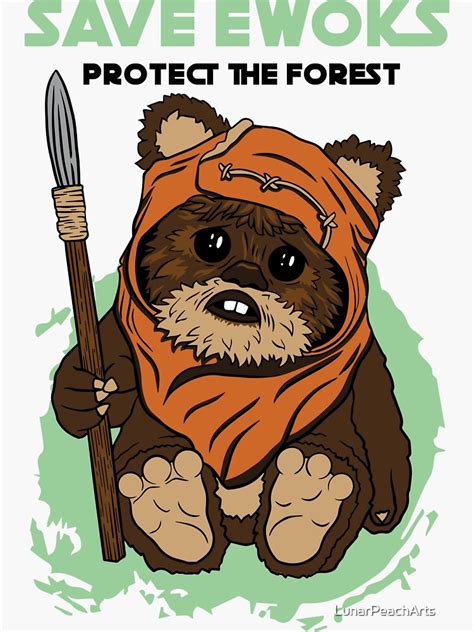 Save Ewoks Sticker By Lunarpeacharts Star Wars Drawings Ewok Star