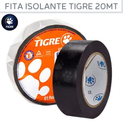 Fita Isolante Tigre Anti Chama Uso Geral 20mts Multiuso Fita Preta Anti