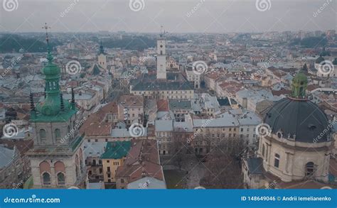 Luchtstad Lviv De Oekra Ne Europese Stad Populaire Gebieden Van De