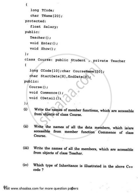 Computer Science Python 2010 2011 Commerce English Medium Class 12