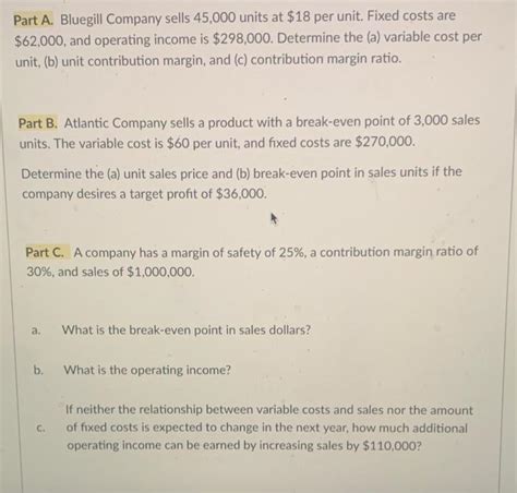 Solved Part A Bluegill Company Sells Units At Chegg