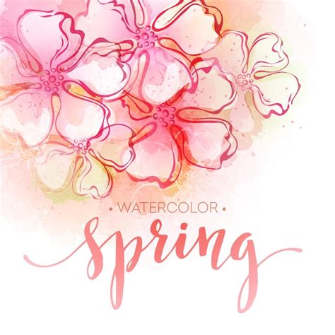 Premium Vector Watercolor Spring Flower Background Illustration