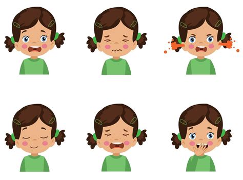 cute kid face expression emoji emoticon set 14831159 Vector Art at Vecteezy