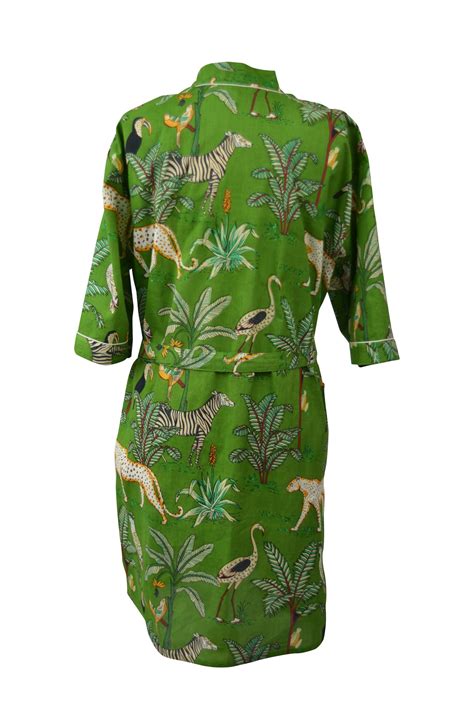 Green Jungle Print Cotton Gown Malkia Wear