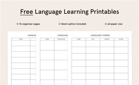 Free Language Learning Printables