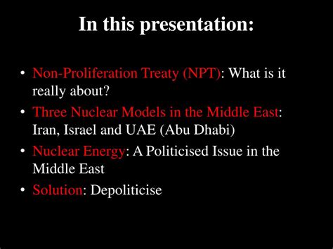 Ppt Proliferation Or Non Proliferation That Is Not The Question For The Middle East