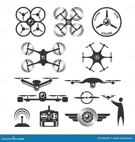 Drone Emblems And Icons Stock Vector Illustration Of Black 56563457