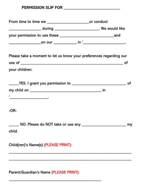 Free Field Trip Consent Permission Forms Word Pdf