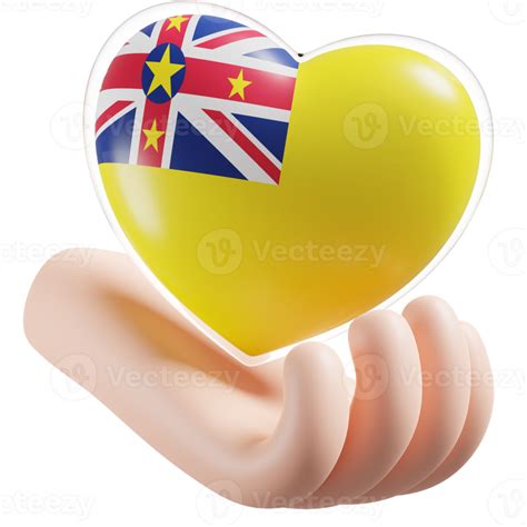 Niue Flag With Heart Hand Care Realistic 3d Textured 19943962 PNG