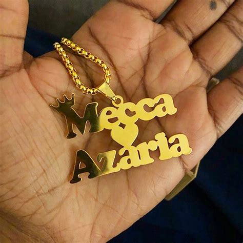 Colar Personalizado De Dois Nomes Hip Hop Coroa A O Inoxid Vel