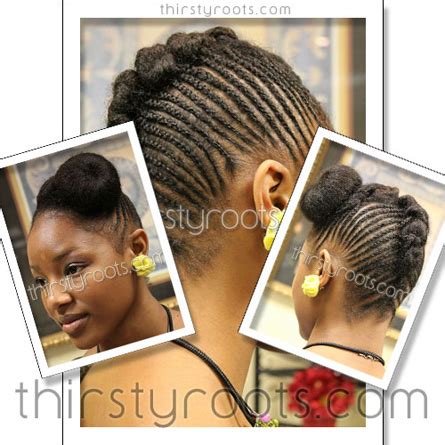 cornrows updo bun