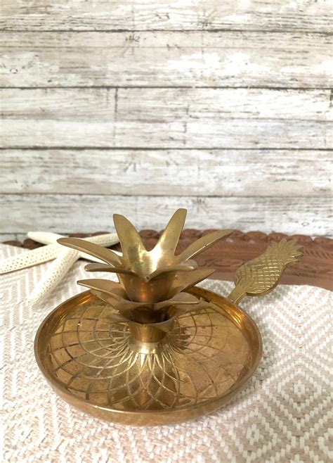 Mid Century Hollywood Regency Brass Pineapple Candle Holder Pineapple