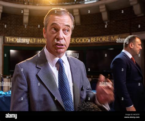 Brexit Party Leader Nigel Farage Gives A Press Interview With One Of