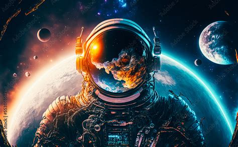 Astronaut In Outer Space Space Fantasy Image With Astronaut Digital