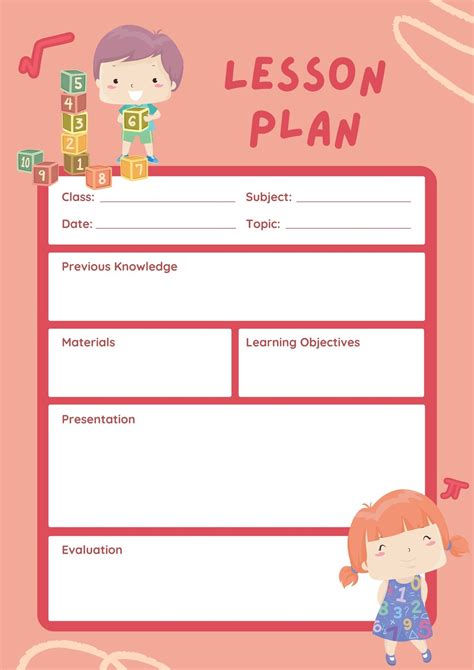 Free, printable, customizable toddler lesson plan templates | Canva