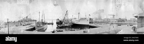 Ships docked at the Philadelphia Naval Shipyard, circa in 1921 (S-574-I ...