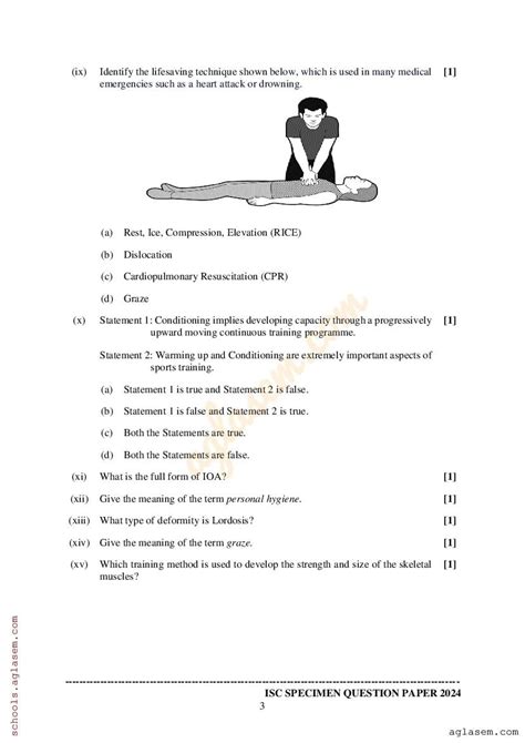 Isc Physical Education Specimen Paper Pdf Cisce Class