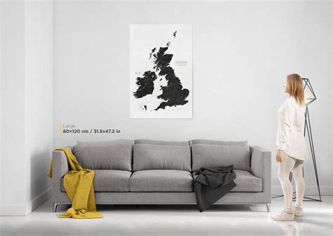 Push Pin Uk And Ireland Map Grey Detailed